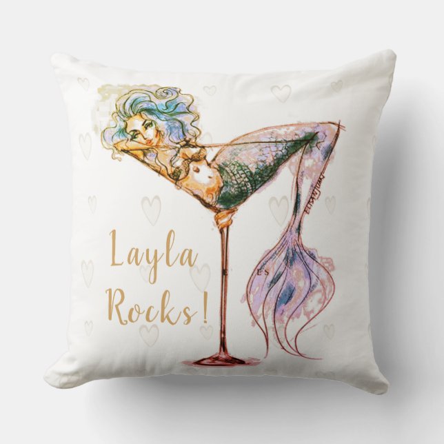 Coussin Belle sirène personnalisée (Recto)
