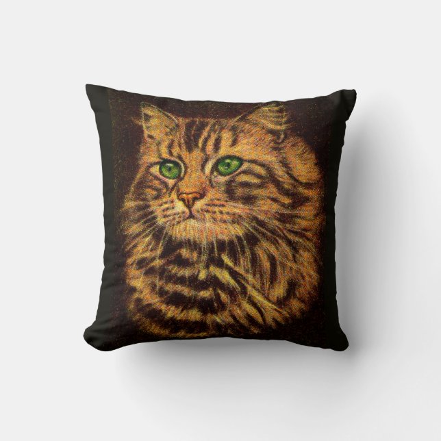 Coussin belle tabby à cheveux longs imprimé chat (Recto)