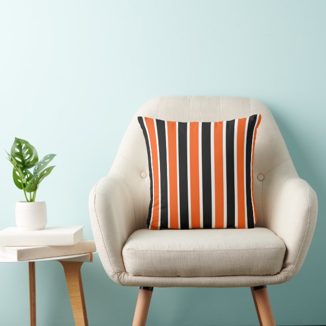 Coussin Belles bandes d'Halloween en orange et noir (Chaise)