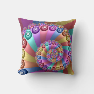 Coussin Belles couleurs arc-en-ciel Art fractal Abstrait