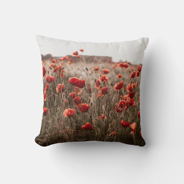 Coussin belles fleurs de pavot (Recto)
