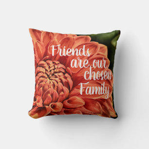 Coussin Belles fleurs orange, amis, famille choisie