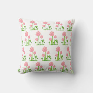 Coussin Belles fleurs roses sur blanc