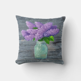Coussin Belles Lilacs En Mason Jar Rustique