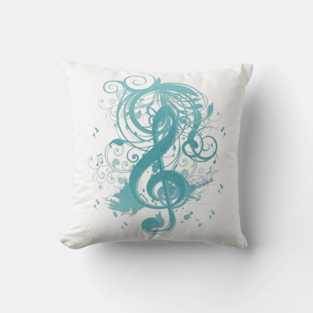 Coussin Belles notes de musique cool avec des tourbillons (Recto)