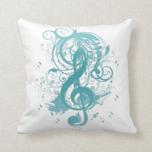 Coussin Belles notes de musique cool avec des tourbillons