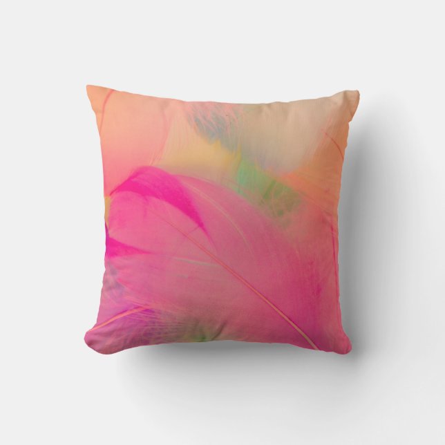 Coussin Belles plumes abstraites violettes et bleues sur l (Recto)
