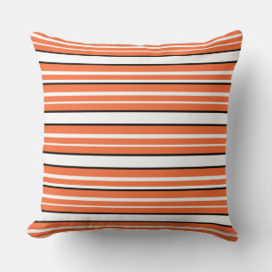 Coussin Belles rayures blanches orange