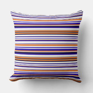 Coussin Belles rayures bleues orange