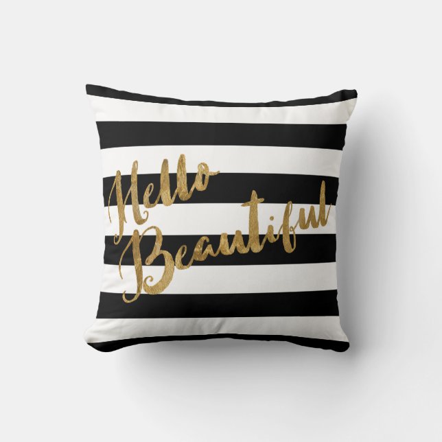 Coussin Belles rayures de bonjour d'or (Recto)