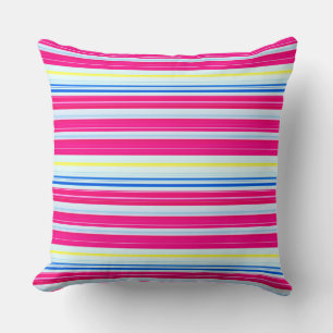 Coussin Belles rayures rose bleue