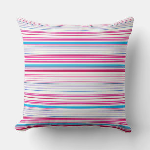 Coussin Belles rayures rose bleue
