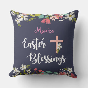 Coussin Bénédiction de Pâques de fleurs Christ ressusci