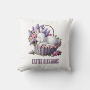 Coussin Bénédiction de Pâques - Lapin & Panier Fleur Délic
