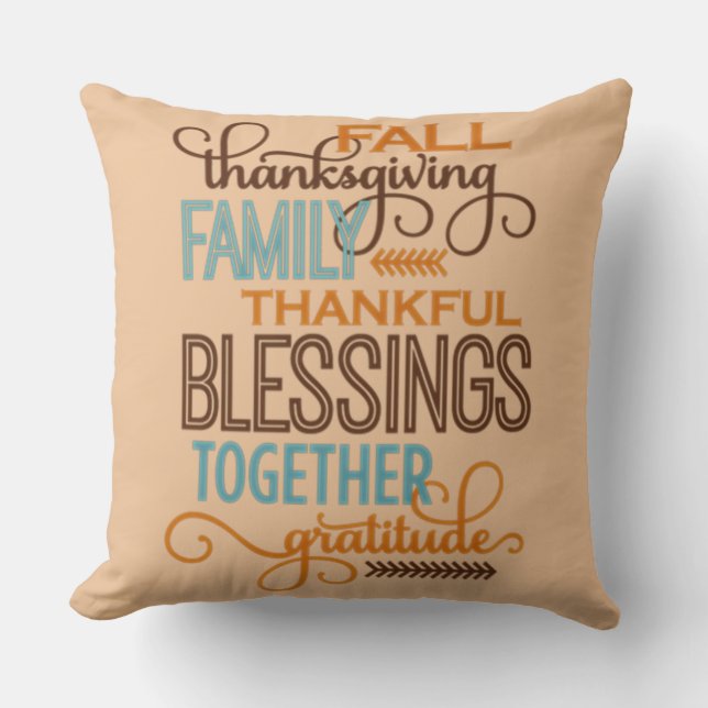 Coussin Bénédiction familiale de Thanksgiving (Recto)