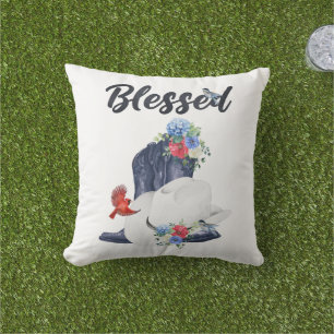 Coussin Bénie avec des bottes/casquette de cowboy et des f