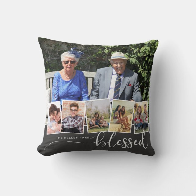 Coussin Bénie, Personnalisée 6 Photo Collage Famille (Recto)