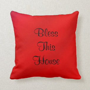 Coussin Bénis cette maison, la paix sur tous, Carré roug