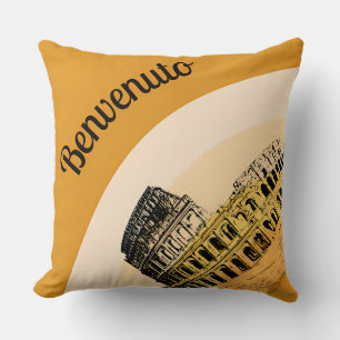 Coussin Benvenuto Rome Colosseum Art Rétro Jeu d'Oreiller
