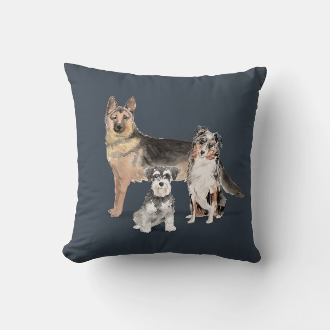 Coussin berger allemand Berger australien Mini Schnauzer (Recto)