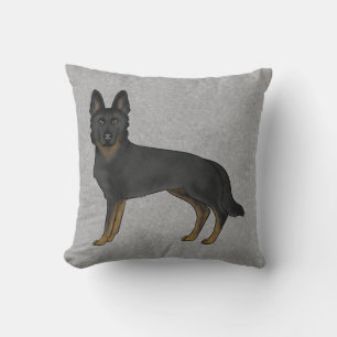 Coussin Berger Allemand Bi-Noir mignon Cartoon Chien Gris