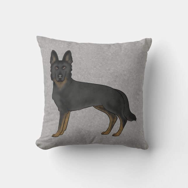 Coussin Berger Allemand Bi-Noir mignon Cartoon Chien Gris (Recto)
