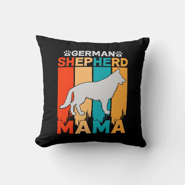 Coussin berger allemand MAMA, Brown bleu sur noir (Recto)