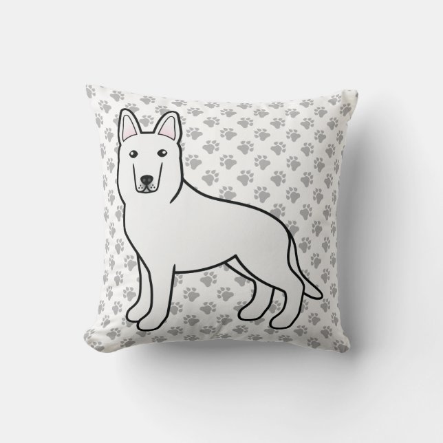 Coussin Berger blanc / Berger allemand blanc Chien et patt (Recto)