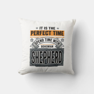 Coussin Berger bohémien typographie amateur de chien vinta