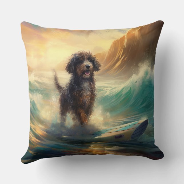 Coussin Bernedoodle Beach Surf Peinture (Verso)