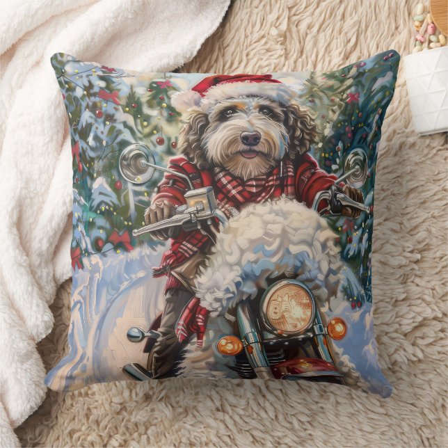 Coussin Bernedoodle Chien équitation Moto Noël (Couverture)