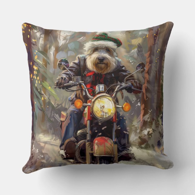 Coussin Bernedoodle Chien équitation Moto Noël (Verso)