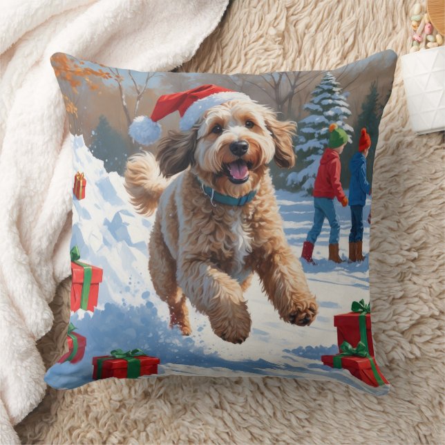 Coussin Bernedoodle Noël Festival scène de neige (Couverture)