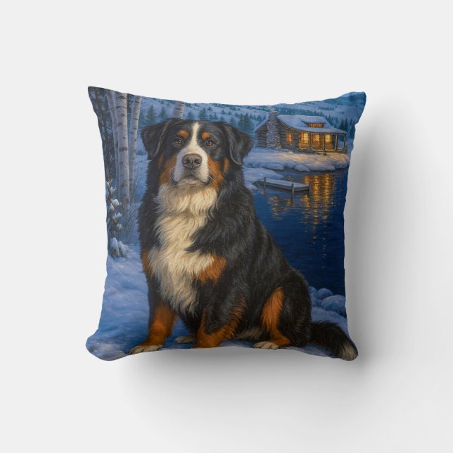 Coussin Bernese Mountain Dog Holiday  (Recto)