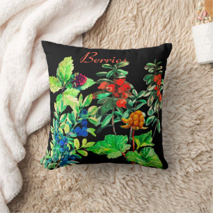 Coussin Berries, bleuets, myrtilles, fraises