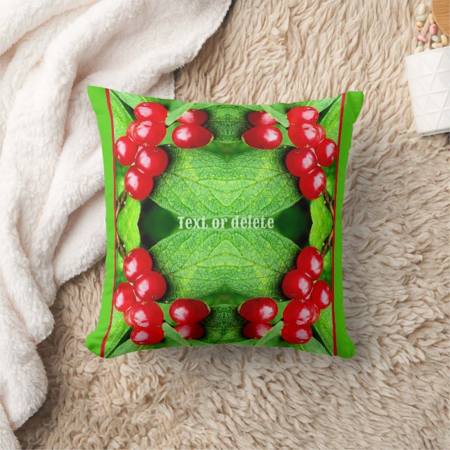 Coussin Berries Rouges Avec Raindrops Nature Personnalisée (Couverture)