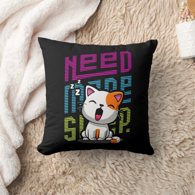 Coussin Besoin de plus de sommeil | Funny Cat expression d (Couverture)