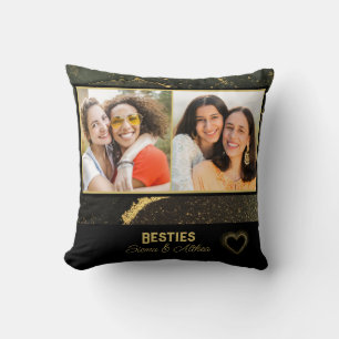 Coussin Besoins élégants Meilleur Ami Photo Noir et Or