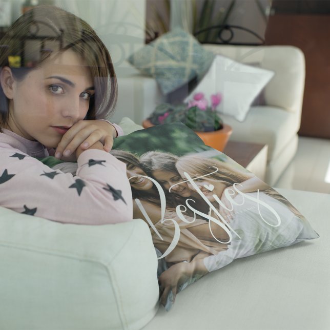 Coussin Besoins en calligraphie blanche personnalisée, pho (Créateur téléchargé)