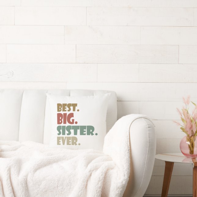Coussin Best Big Sister Ever Older Sibling for Girls (Canapé)