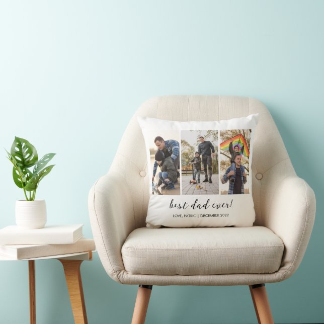 Coussin Best Dad Ever Keepsake Multi Photo (Chaise)