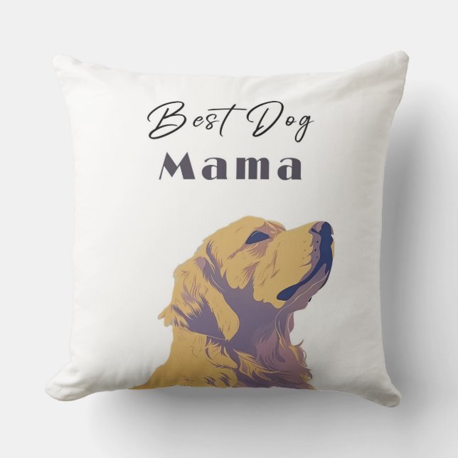 Coussin Best Dog Mama Baby Pillow – Cute Yellow Dog Illust (Recto)