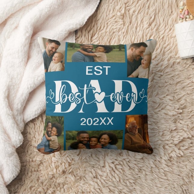 Coussin Best Father Ever Throw Pillow – Personalized Photo (Couverture)