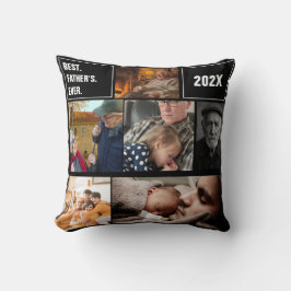 Coussin Best Father's Ever Photo Collage and Custom Text