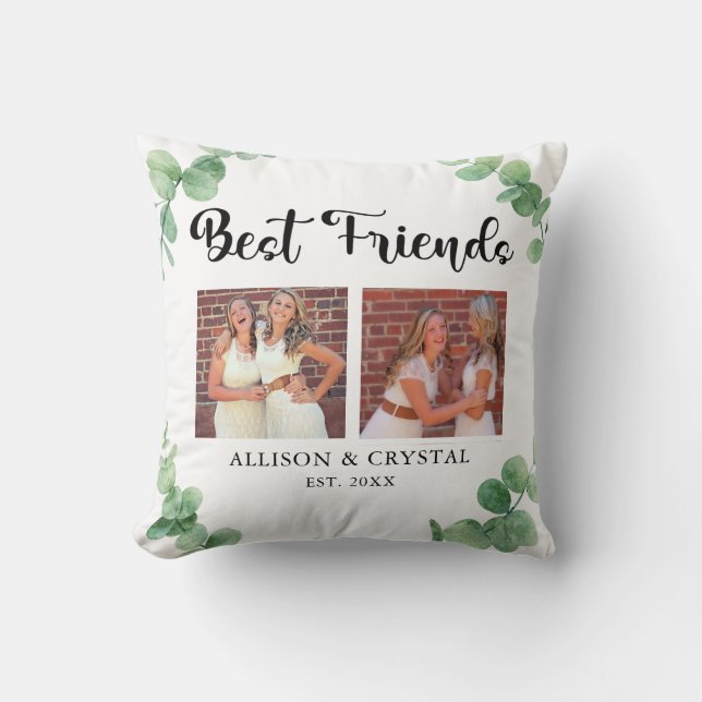 Coussin Best Friends Eucalyptus 2 Photo Collage BFF Modern (Recto)
