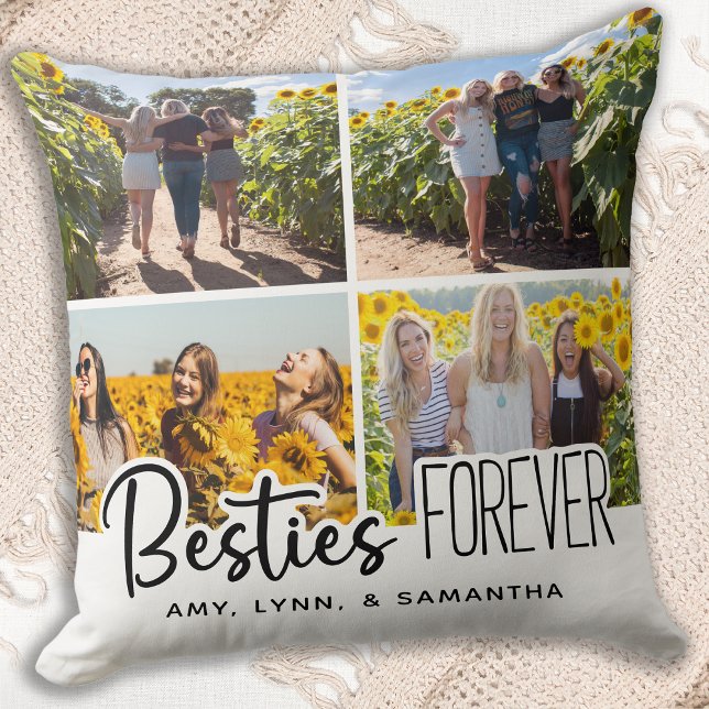 Coussin Best Friends Forever - Besties Photo Collage (Créateur téléchargé)