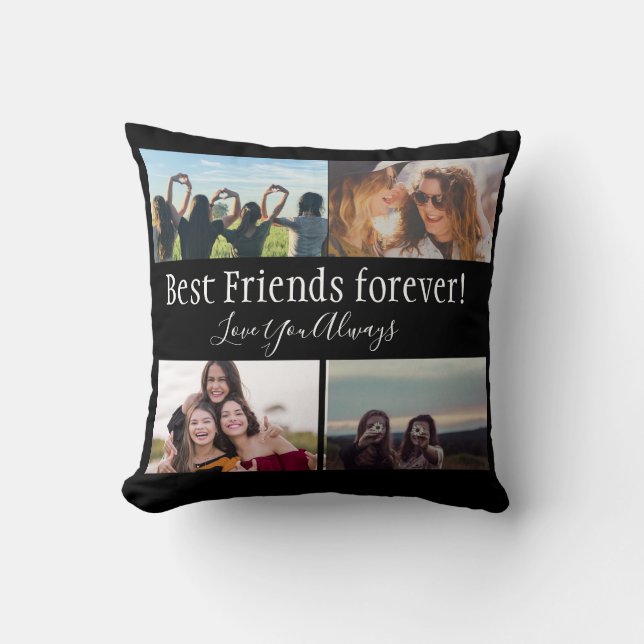 Coussin Best Friends Forever, BFF, Photo Collage noir (Recto)