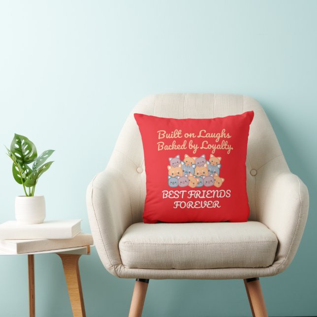 COUSSIN BEST FRIENDS FOREVER, FUNNY CAT, FRIENDSHIP DAY (Chaise)