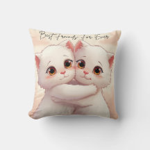 Best Friends Forever Throw Pillow - Two Cute Huggi