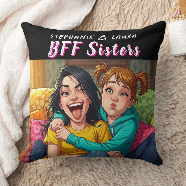 Coussin Best Friends Sisters Funny  (Couverture)